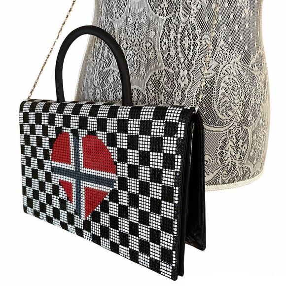 Vintage Laila the Essence of Norway Metal Mesh Satin Evening Bag - Picture 2 of 7